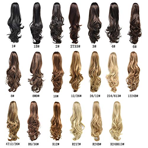לירי שיער סינטטי טופר קוקו נוכריות עבור לבן נשים 22 ארוך מתולתל מבולגן גלי לסת קליפ פוני זנב הארכת שיער