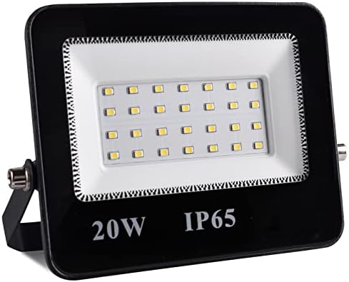 RFPP LED אור שיטפון, 20W עם כבל תקע 5ft אמריקני, 120 וולט אורות אבטחה מנורה חיצונית עם חיישן תנועה אטום למים 5000