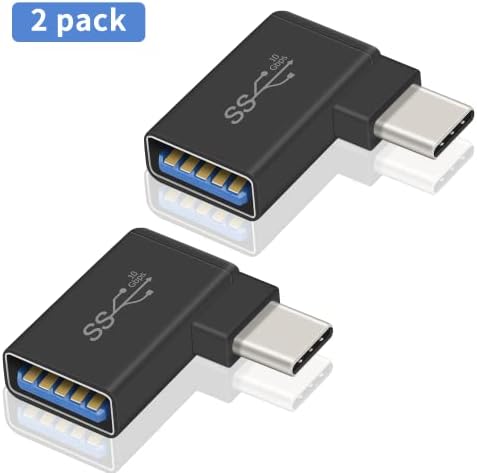 Poyiccot זווית ימנית USB C ל- USB מתאם, USB C ל- USB 3.0 מתאם, 10GBPS USB C זכר ל- USB 3.0 מתאם נקבה,