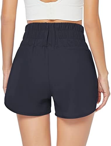 מכנסיים קצרים של Kojooin לנשים אלסטיות מותניים גבוהות מכנסיים אתלטים עם מכנסיים ספורטיביים נשים מזיעות מכנסיים