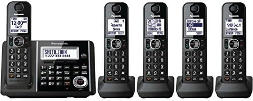 מערכת טלפון אלחוטית של Panasonic עם מכונת תשובה, בלוק שיחות במגע אחד, הפחתת רעש משופרת, מזהה