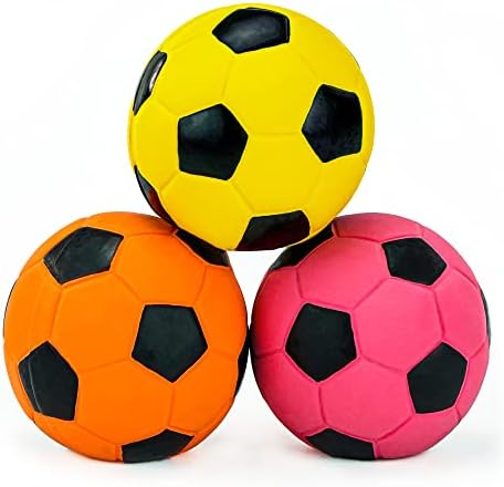 צ 'יוואווה 3 יחידות 2.7 חריקת לטקס כלב צעצוע כדורגל ללעוס להביא לזרוק כדור לכלבים בינוניים אינטראקטיבי לשחק