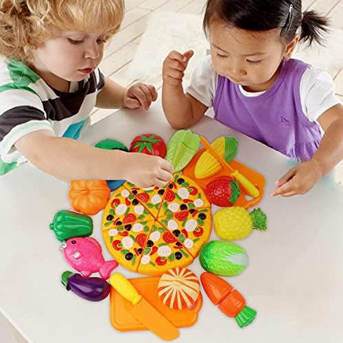 חיתוך לשחק מזון סט מטבח להעמיד פנים-40 יחידות מכולת סל צעצועי מזון לילדים פעוטות בנות בני חינוכיים מזויף פירות
