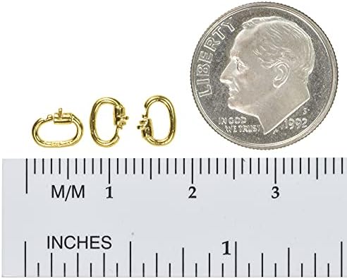 3 מנעולי קישור 14 קראט כסף סטרלינג 1 מיקרון מצופה זהב זעיר מאוד 4.75 מ מ על 6 מ מ