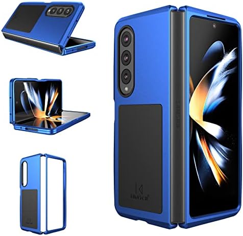 Foluu Galaxy z Fold 4 5G Case, Galaxy Z Fold 4 מארז טלפון מתכת, מארז מסגרת אטום הלם אלומיניום מארז גומי רך סיליקון