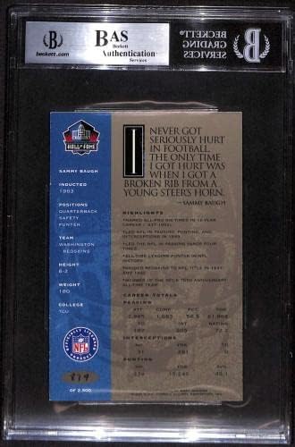 5 Sammy Baugh - 1998 RON MIX HOF PLATINUM AUTOS כרטיסי כדורגל מדורגים BGS AUTO - כדורגל חתימה