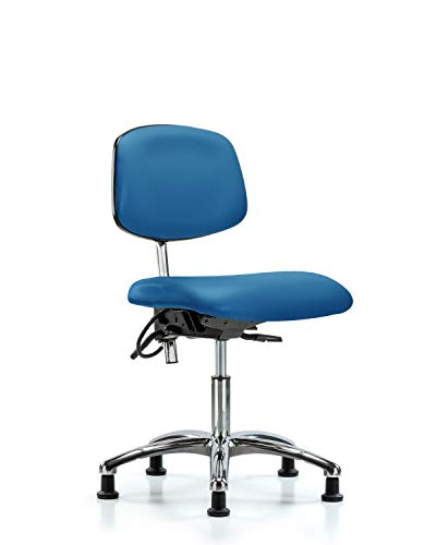 לבטק ישיבה סגן 43509 מחלקה 100 חדר נקי / כיסא גובה שולחן ויניל בסיס כרום, הטיה, החלקה על גלגלים, כחול