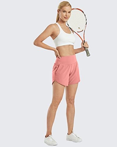 מכנסיים קצרים אתלטים של G4Free לנשים המריצות 5 אינץ 'עם כיסים עם מכנסי אימון קלים לתרגיל כושר טניס