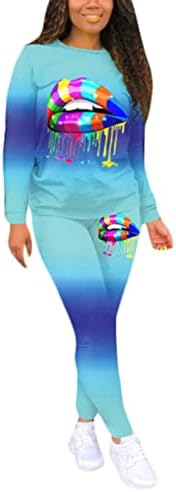פלוס גודל גודל נשים ציד לבוש נשים אופנתיות צבועות בצבע צבעי מזדמן מודפסות מכנסיים עם שרוולים ארוכים ספורט