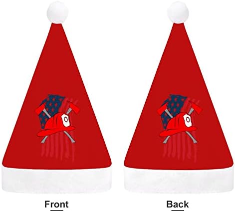 כבאים גרזן ארהב דגל חג המולד כובע סנטה כובעי חג המולד עץ קישוטי חג דקור מתנות למבוגרים נשים משפחת גברים