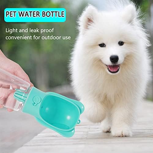 בקבוק מים נייד לכלבים, מתקן מים כפול לנסיעות לכלבים עם מזין שתייה ומיכל מזון של 5 עוז, בקבוק מים לחיות