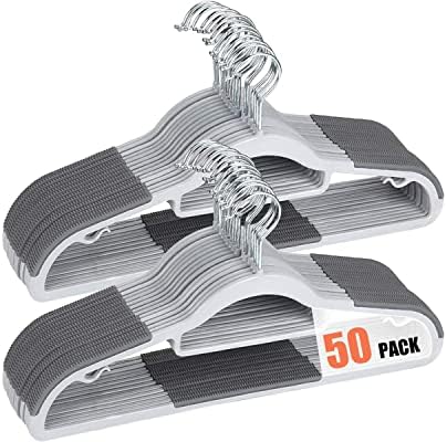קולבי פלסטיק Houcoc 50 חבילה כבדה קולבי בגדים רטובים יבשים עם רפידות לא החלקה - קולב מעיל חיסכון