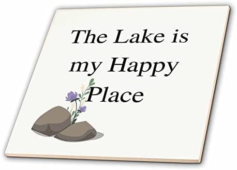 3תמונת ורד של פרח באבן עם טקסט האגם הוא המקום המאושר שלי-אריחים