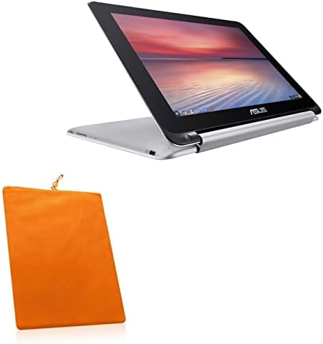 מארז גליבה תואם ל- ASUS Chromebook Flip C101PA - כיס קטיפה, שרוול תיק בד רך עם שרוך עם כתום נועז