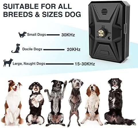 מכשירי בקרה בנביחות כלבים, 3 מכשיר נביחות אנטי תדירות, מכשירי קונטול נביחות קולי בגודל 33ft,