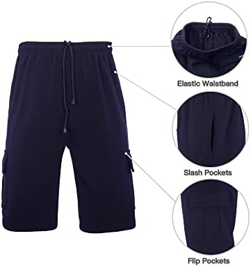 מכנסי מטען פליס לגברים קצרים קלים משקל נינוח בכושר אלסטי אלסטי ספורטיבי כושר אתלטי אימון מכנסי זיעה עם