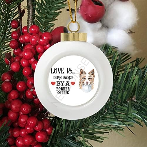 כדור קישוטי חג המולד 3 אהבה היא בבעלות כלב צ'או צ'או עם מעט לב קרמיקה קישוט קרמיקה קישוטים לחג