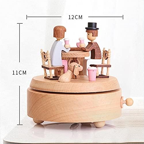 קופסא מוזיקת ​​עץ UXZDX מעץ בעבודת יד אהבה יפה לתיבות מוזיקה מתנה ליום הולדת לחתונה (צבע: A, גודל