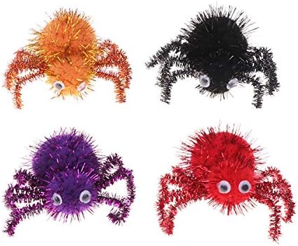 Pretyzoom צעצועים רכים 4 יח 'עכבישים קטיפה של ליל כל הקדושים אימה מצחיקה אבזרי ליל כל הקדושים