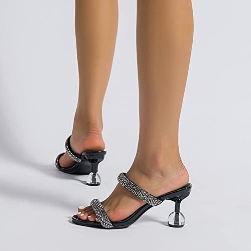 טריזי נמר Waberce לנשים סנדלים קיץ אופנה סקסית צבע אחיד רינסטון סטילטו עקבים גבוהים נעלי בית חיצוניות נשים משאבות
