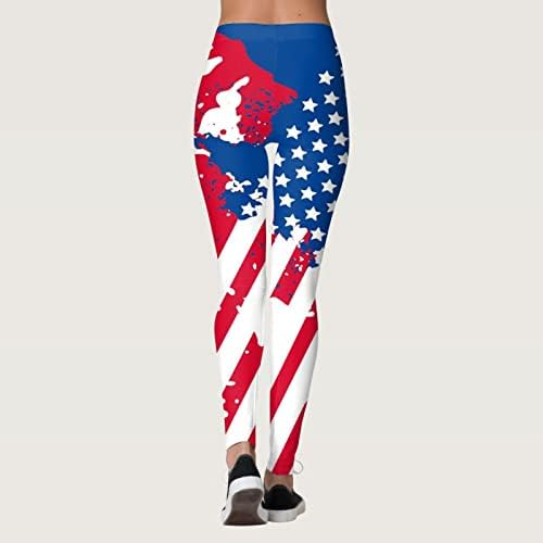 דגל אמריקאי 4 ביולי חותלות נשים מותניים גבוהות מותניים ארהב כוכב יוגה מכנסי יוגה אימון ספורטיבי ספורט