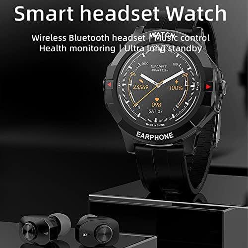 שעון חכם של Xunion עם אוזניות Bluetooth, סטריאו לאוזניות אלחוטיות, 1.28 במסך HD נוגע, שיחה, שעון כושר עם לחץ