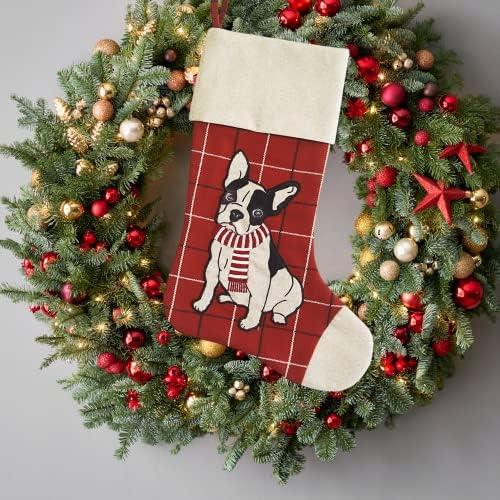 שעה נוחה 20 גרב כלבים של Polyresin Smarfed לקישוט חג המולד, אדום, קולקציית חג החורף