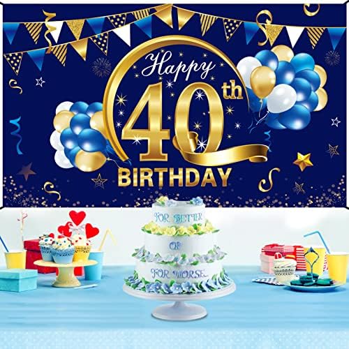 קאואיורק שמח יום הולדת 40 באנר קישוטים לגברים-כחול זהב 40 רקע ספקי צד ארבעים שנה ישן תמונה רקע סימן תפאורה,