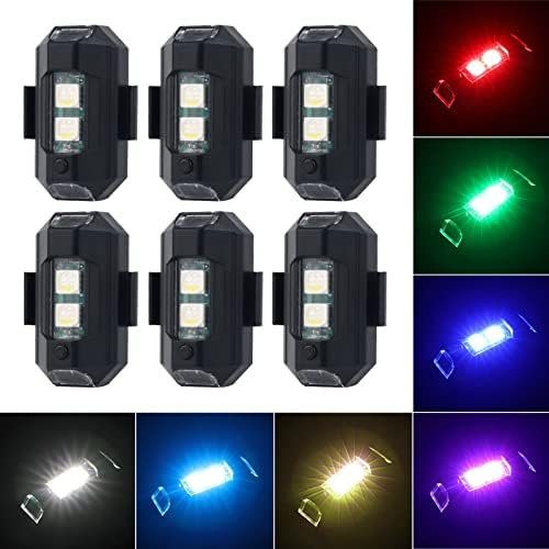Lecart 6 PCS LED אנטי התנגשות אורות סטרוב 7 צבעים LED מטוסים אור סטרוב תאיל אור USB טעינה באור אופנוע אור