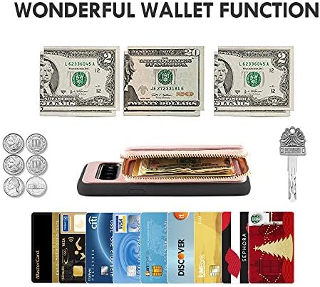 10 מקרה עם כרטיס אשראי מחזיק, גלקסי 10 מקרה ארנק עם רוכסן רצועת יד תיק ארנק עמיד הלם מגן מקרה כיסוי