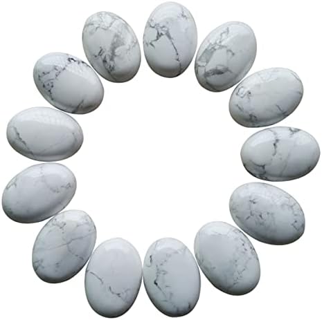 LKXHARLEYA 20 יחידות טבעיות לבנות טורקיז אבן ריפוי אבן חן סגלגלת אבן חן לייצור תכשיטים עיצוב בית