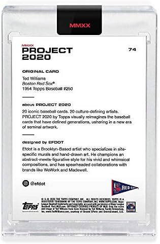 פרויקט Topps 2020 כרטיס בייסבול 74 1954 טד וויליאמס מאת EFDOT - רק 8,897 תוצרת!