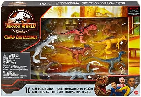 מחנה עולם היורה קרטיקון מרובה עם 10 דמויות פעולת דינוזאור מיני, פיסול מציאותי & מגבר; אחד או יותר נקודות ביטוי
