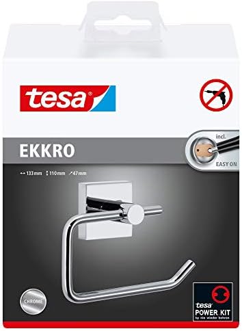 TESA UK 40232-00000-00 40232-0000-00 TESA EKKRO ללא מקדחה מחזיק גליל אסלה רכוב, מתכת מצופה כרום, דבק