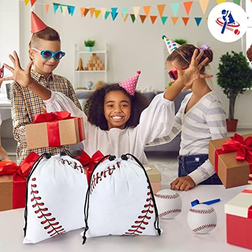 24 חתיכות בייסבול שרוך שקיות 10 איקס 12 אינץ בייסבול נושא מסיבת לטובת חטיף מתנת שקיות עבור ספורט כדור