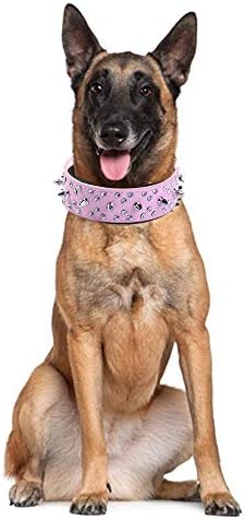 Haoyueer ממוסמר צווארון כלבים משובץ צווארון כלבי עור מסוגנן, עם מסמרות קליעים ואבני חן, רכות ומתכווננות