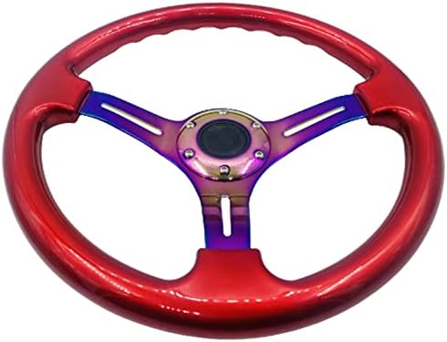 הגה מירוץ ABS קלאסי ניאו כרום דוברים 350 ממ 14 6 ברגים אדום אופנה ספורט ההגה עם כפתור קרן