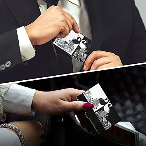 טווס שחור לבן עסקים כרטיס מחזיק עבור נשים גברים עסקים כרטיס בעל מקרה עם עור אשראי כרטיס אישי כרטיס מזהה כרטיס