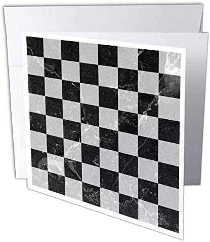 3רוז תמונה של שחור ולבן שיש מרקם שחמט לוח-ברכה כרטיס, 6 על ידי 6-אינץ