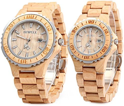 100 ב זוג עץ קוורץ שעון גברים ונשים בעבודת יד קל משקל תאריך תצוגת אופנה שעונים