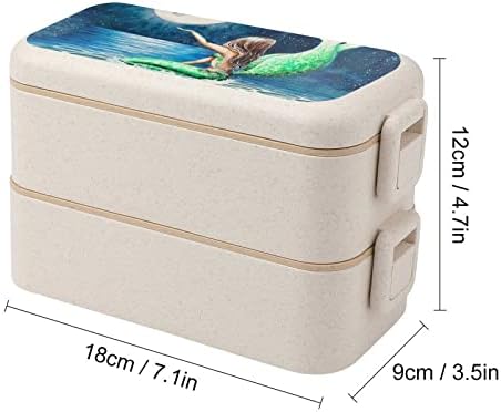 בת ים וירח כפול בנטו קופסת בנטו קופסת בנטו מודרנית עם סט כלים
