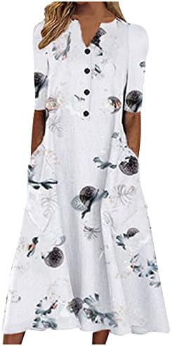 פרחוני שמלה לנשים קיץ שמלת חולצת טי חוף שמלה קיצית מזדמן בתוספת גודל נדנדה קצר שרוול רופף טוניקת פרחוני