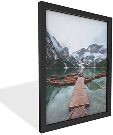 מסגרת תמונה מודרנית 16x16 מודרנית עץ שחור זכוכית אמיתית - קיר גלריה תלוי 16X16 מסגרת תמונה - פוסטר