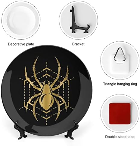 צלחת דקורטיבית עכבישים מוזהבת עם מעמד עצם בהתאמה אישית צלחת ביתית למטבח סלון ביתי