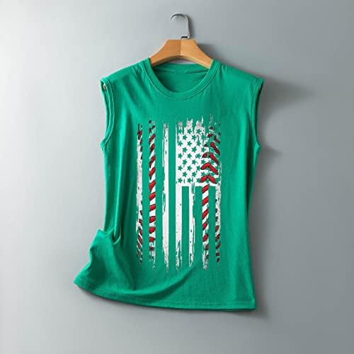 ירוק ליים גבירותיי חולצות ללא שרוולים חולצות צווארון עגול אמריקאי כוכב הדפסת קאמי טנק קיץ סתיו חולצות 2023 בגדי