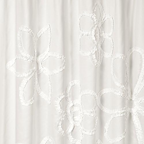 עיצוב שופע וילון מקלחת פוליאסטר פרחי פרח לבן, 72 x 72