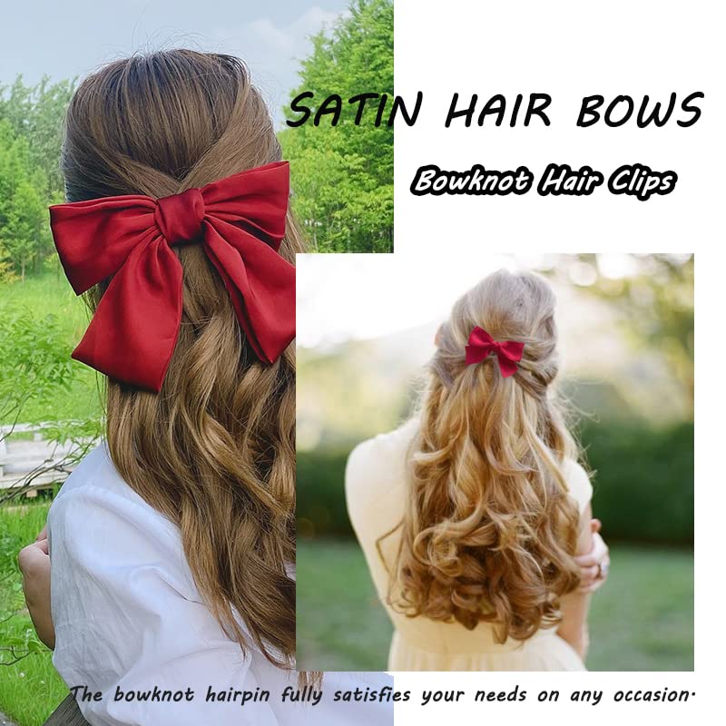 אדום שיער קשת-5 יחידות שיער קשתות לנשים גדול אדום קשת לשיער גדול סרט קשת כבנה רך משיי סאטן