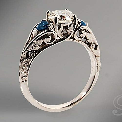 הילה תכשיטי תכשיטים עתיקים 925 כסף לבן & כחול ספיר טבעת הצעת אירוסין תכשיטים