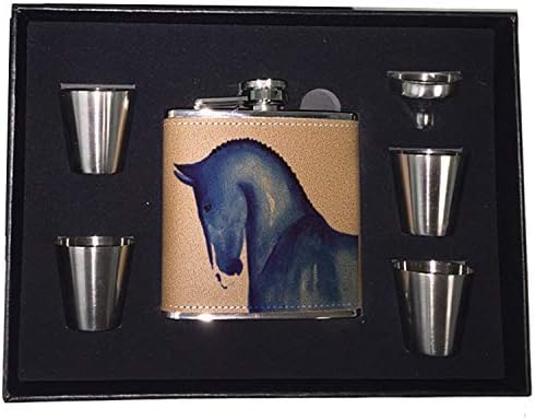 מקרי שמש חם דם ספורט סוס בכחול אמנות על ידי דניס כל נירוסטה משקאות כיס בקבוקון