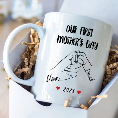 אישית ראשון אמא של יום קרמיקה קפה ספל, מתנה לאמא מפני תינוק, ספל לאמא חדשה, שלנו ראשון אמא של